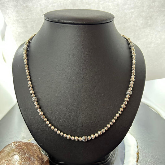 Carolyn Pollack Sterling Silver Decorated 3mm-6mm Graduated Beaded Necklace For Women