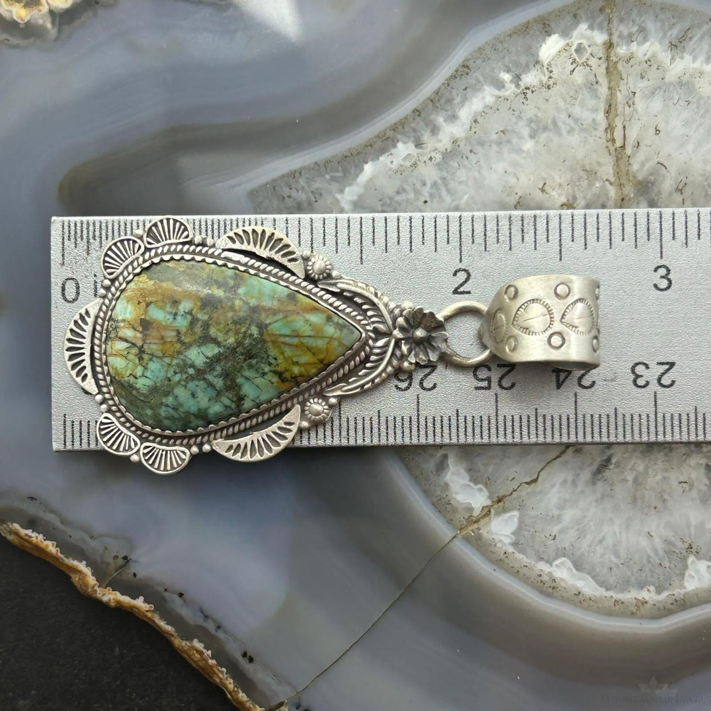 Sterling Silver Southwestern Style Teardrop Turquoise Pendant For Women