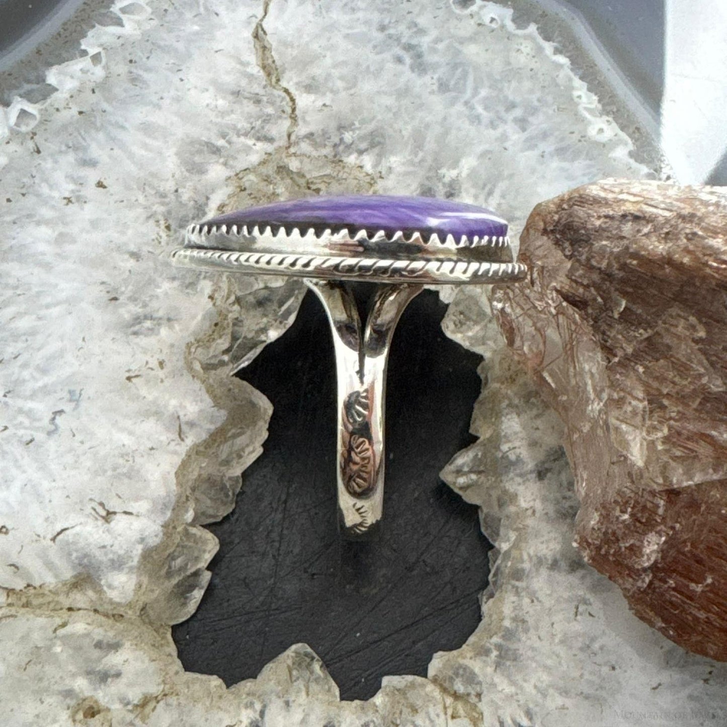 Sterling Silver Southwestern Style Charoite Heart Ring For Women