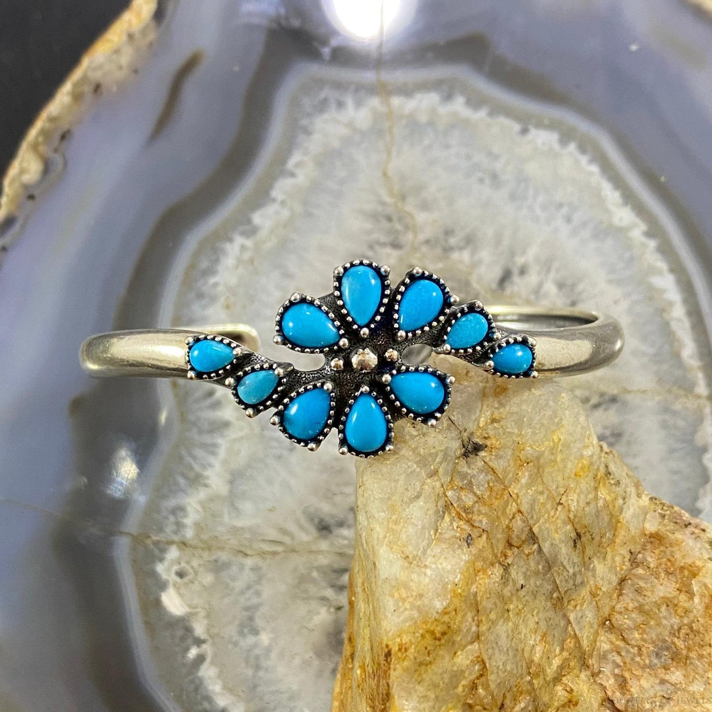 Carolyn Pollack Vintage Southwestern Style Sterling Silver Turquoise Cluster Bracelet For Women