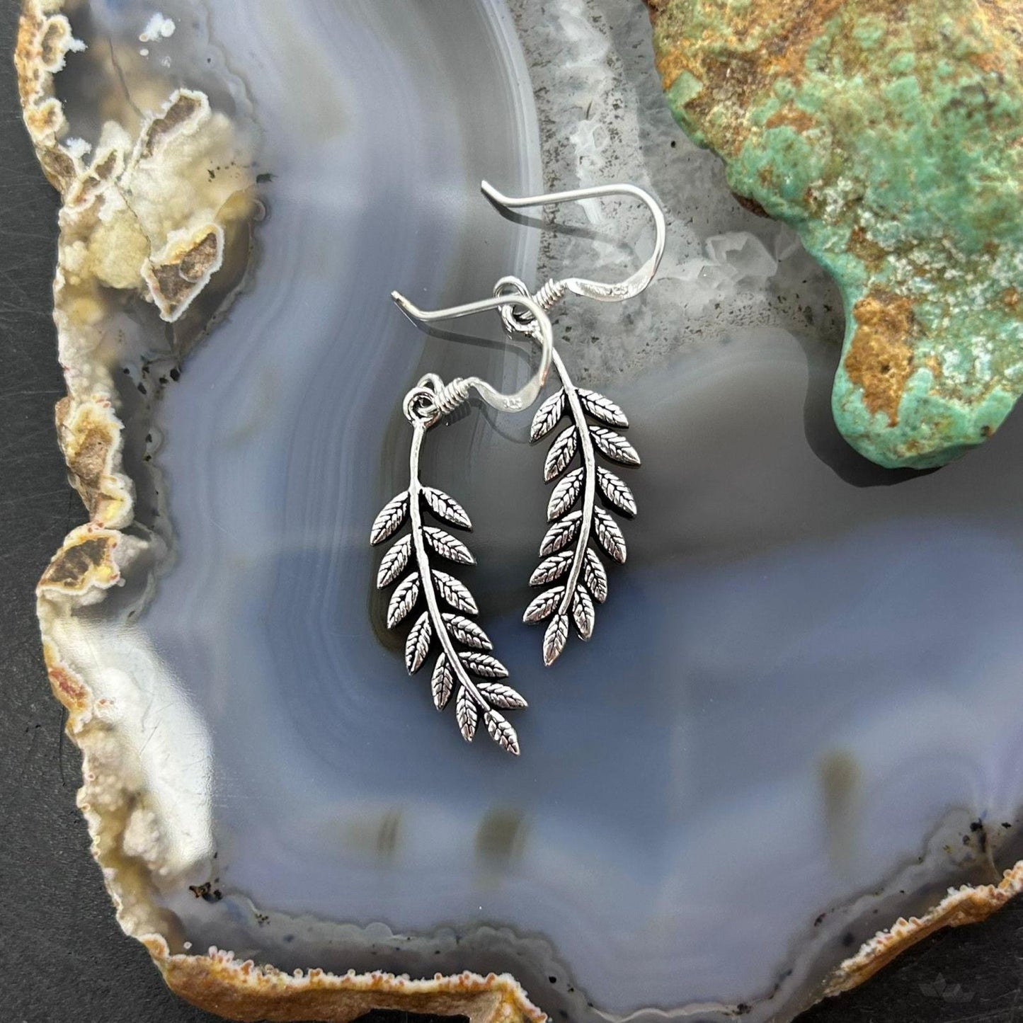 Sterling Silver Leaf Design Fashion Dangle Earrings For Women