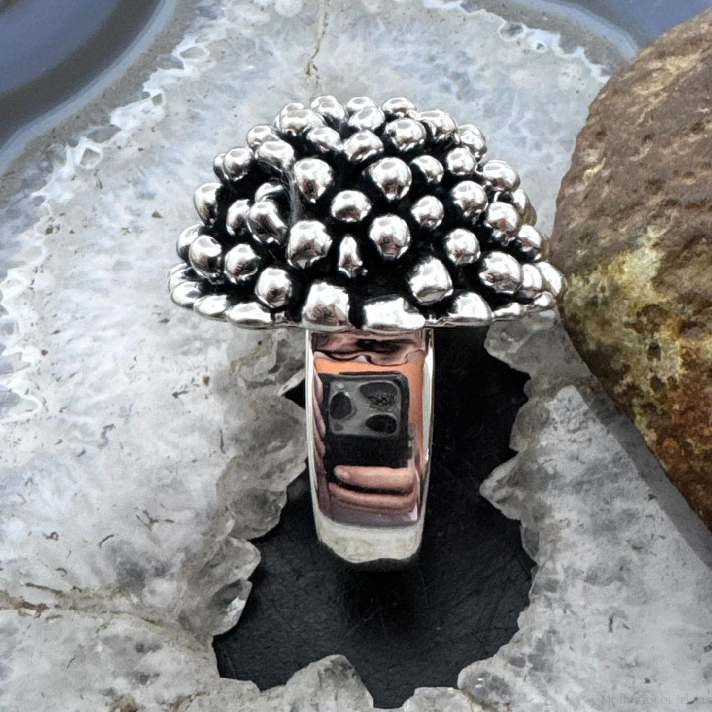 Sterling Silver Electroform Multi Ball Dome Fashion Ring For Women, Taxco Mexico
