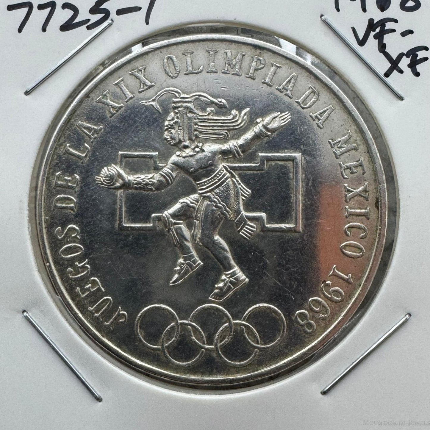 1968 Mexico 72% Silver Olympic Games 25 Pesos VF-XF #7725-1