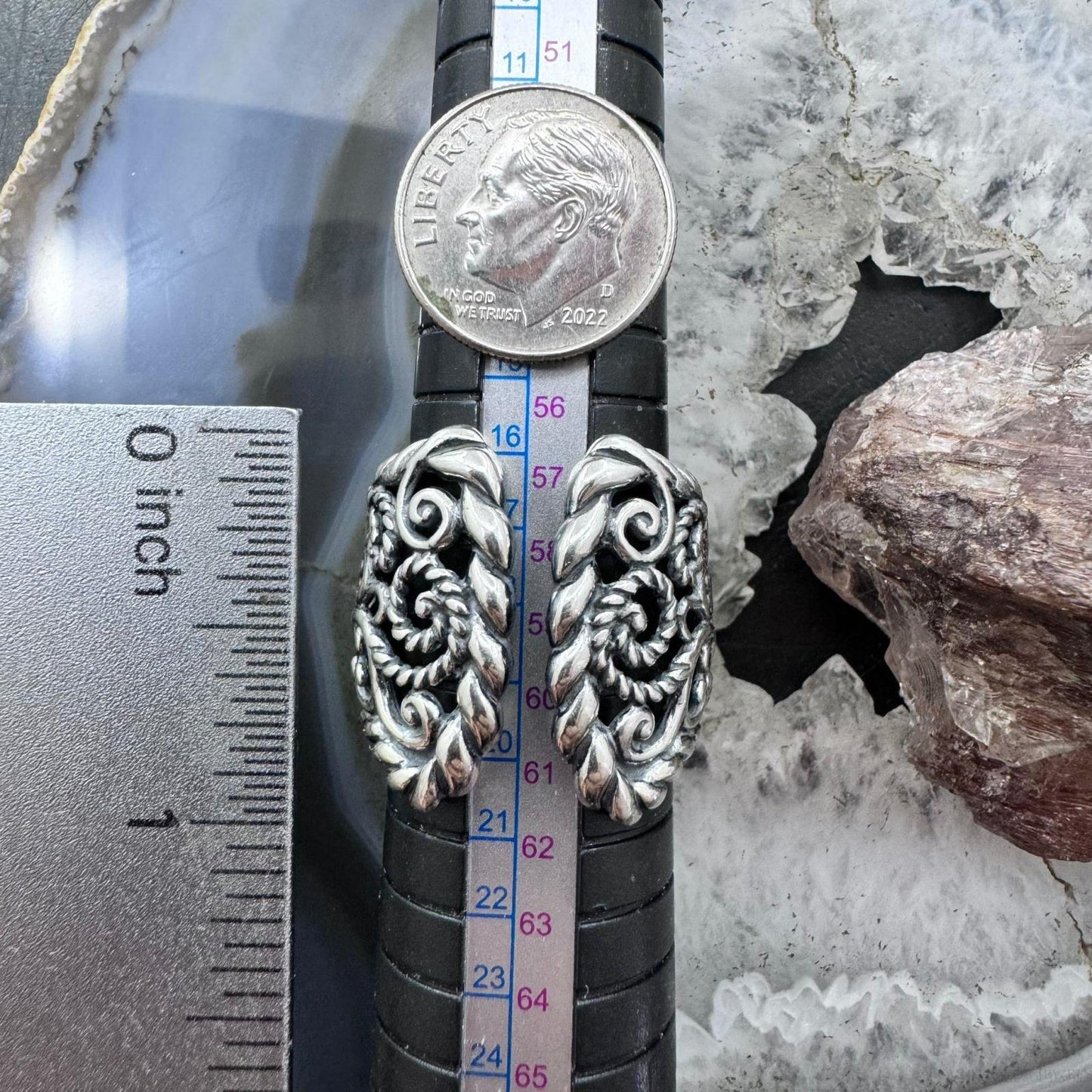 Carolyn Pollack Sterling Silver Decorated Engraved Adjustable Ring Size 9 For Women