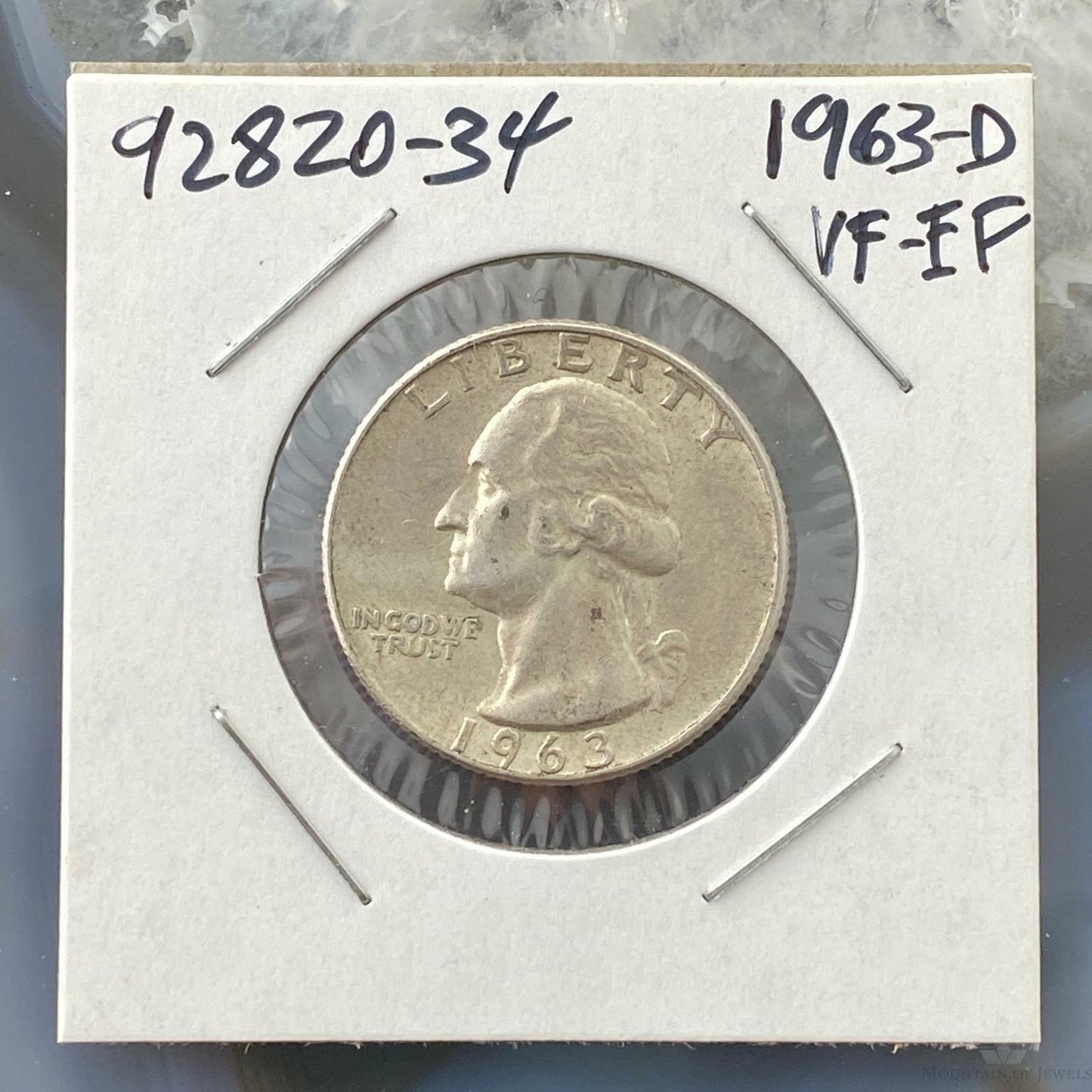 1963-D Washington Silver Quarter 90% Collectible VF-EF Coin #92820-34