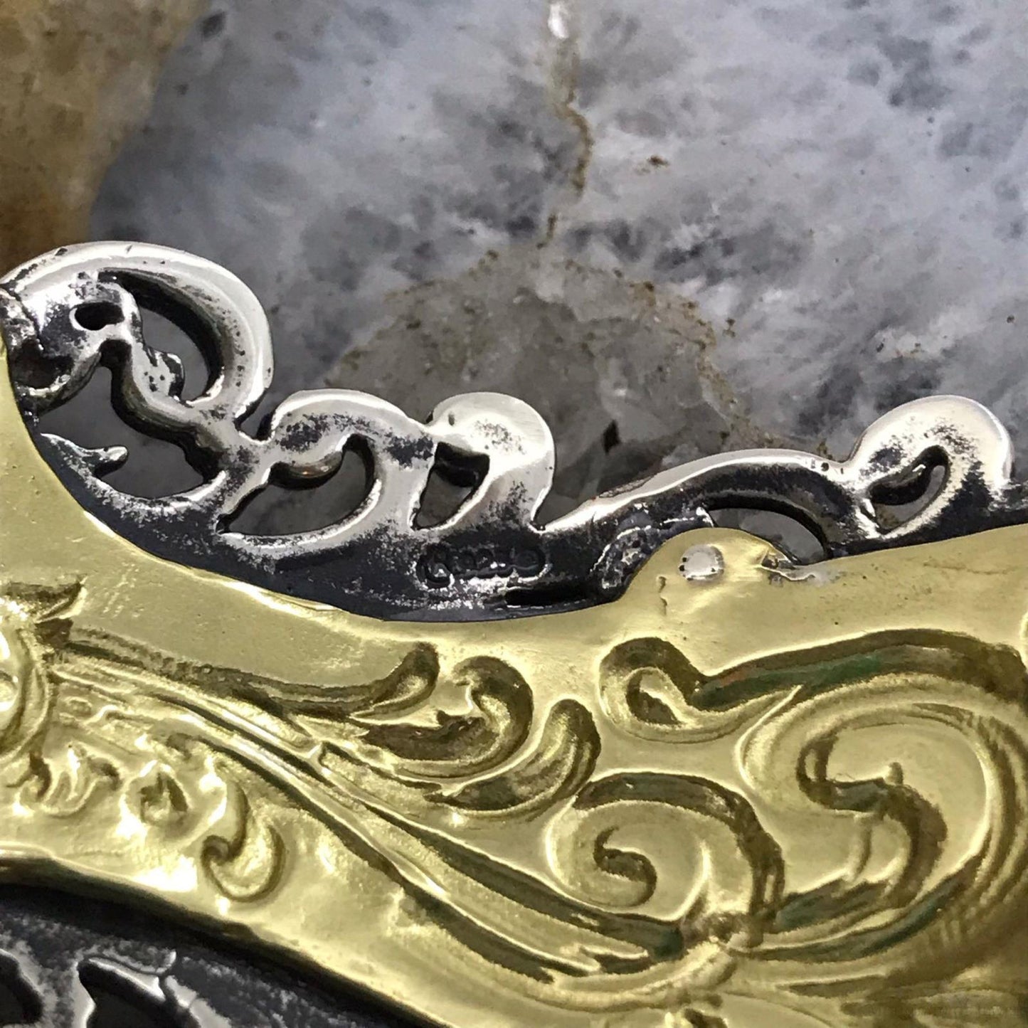 Carolyn Pollack Sterling Silver & Brass Decorated Engraved Bracelet For Women