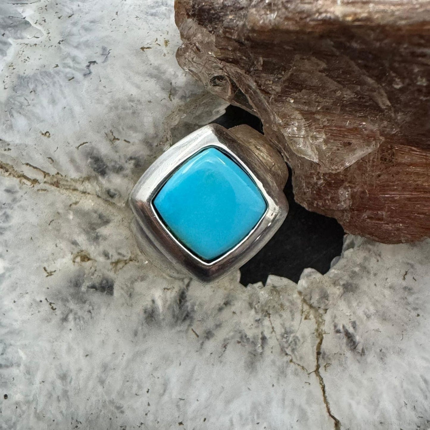 Carolyn Pollack Southwestern Style Sterling Silver Square Turquoise Ring For Women