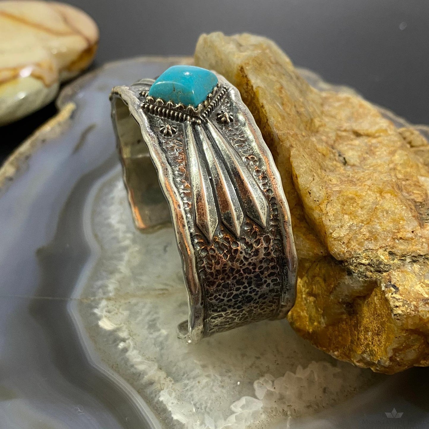 Carolyn Pollack Sterling Silver Turquoise Decorated Heavy Bracelet For Women