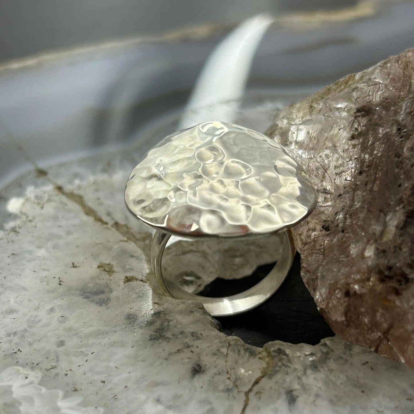 Sterling Silver Hammered Triangular Fashion Ring Sz 6.5 For Women, Taxco Mexico