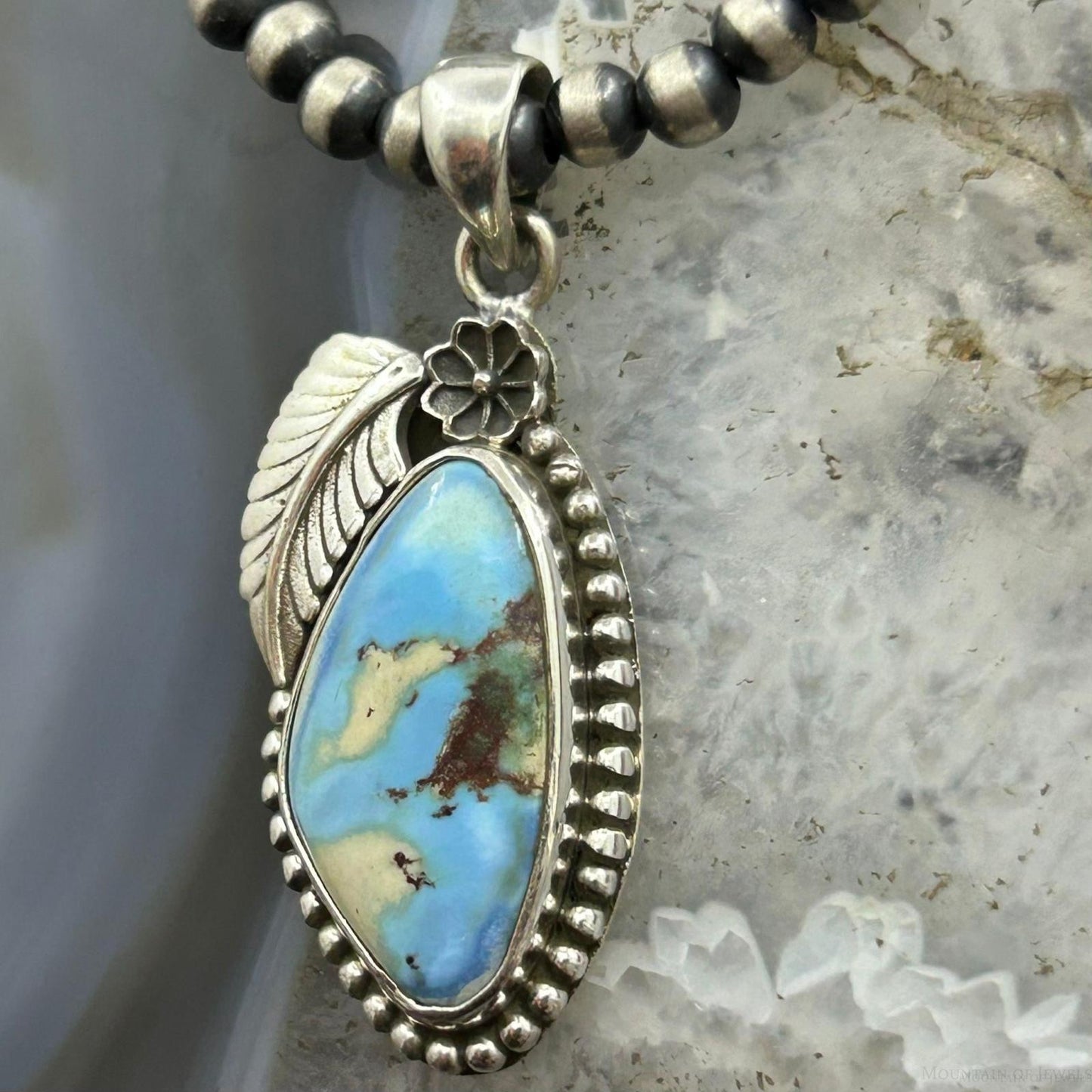 Sterling Silver Southwestern Style Triangular Golden Hill Turquoise Pendant For Women