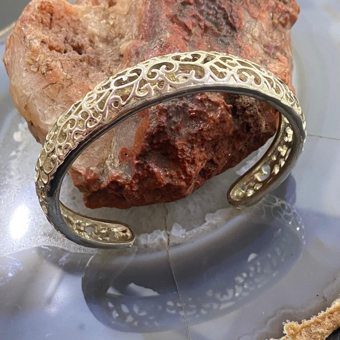 Ornate Sterling Silver Fashion Cuff Bracelet For Women
