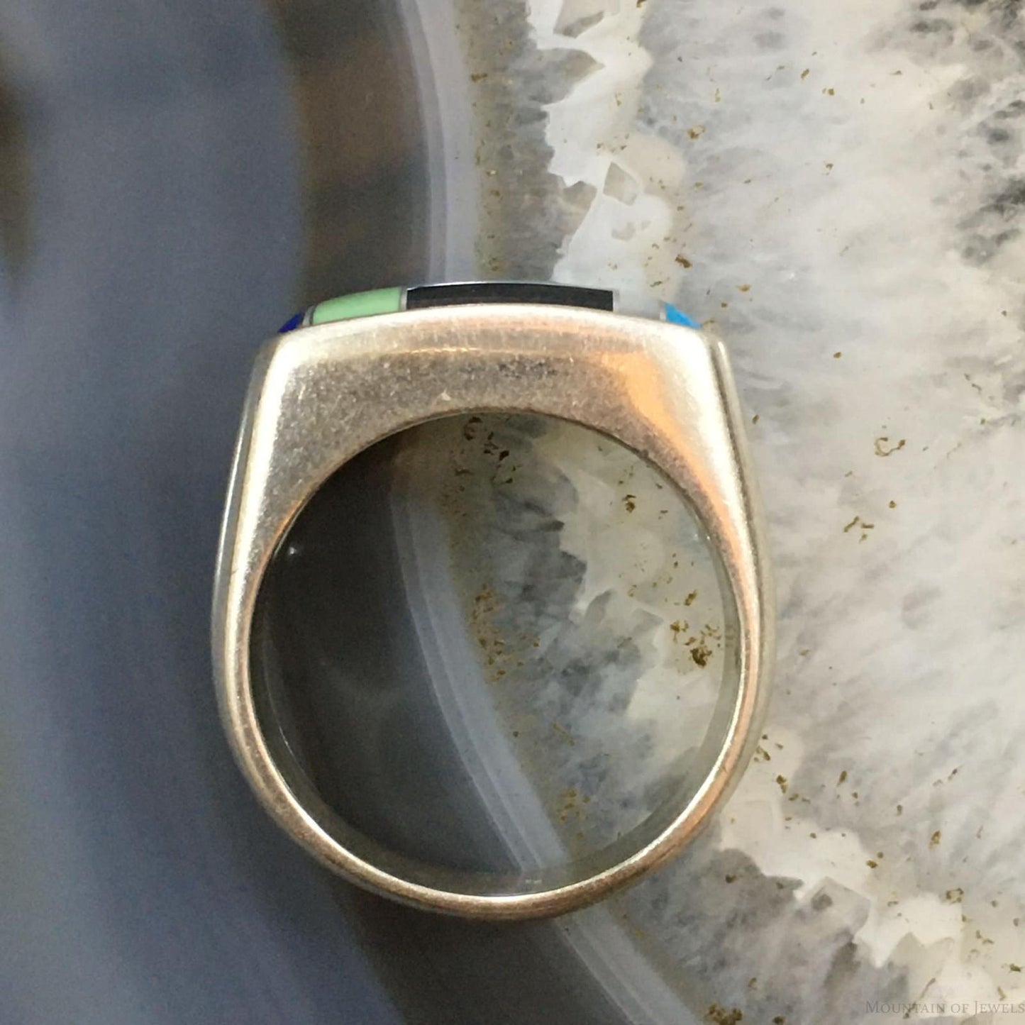 Carolyn Pollack Southwestern Style Sterling Silver Rectangle Multi-gemstone Inlay Ring For Women #1