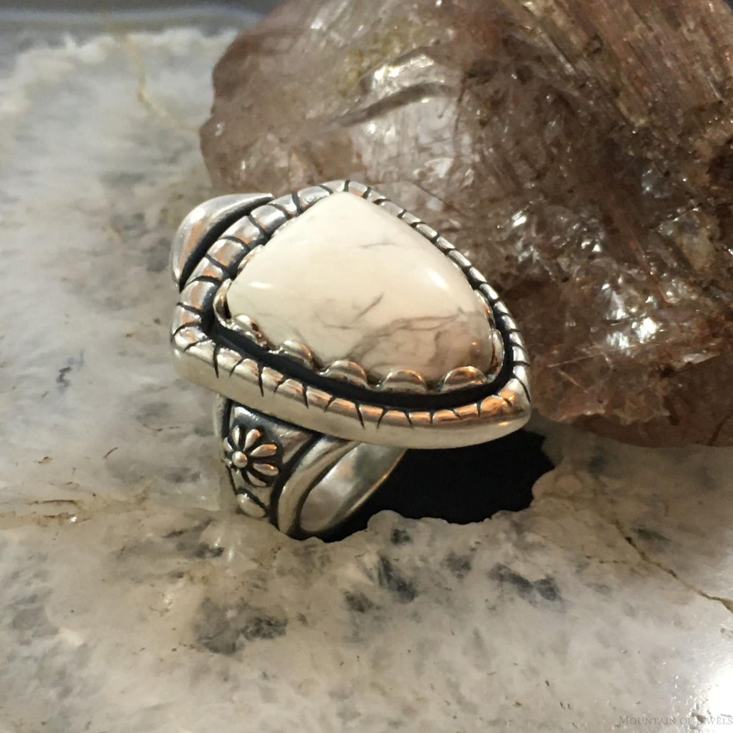 Carolyn Pollack Southwestern Style Sterling Silver Shield Howlite Ring For Women