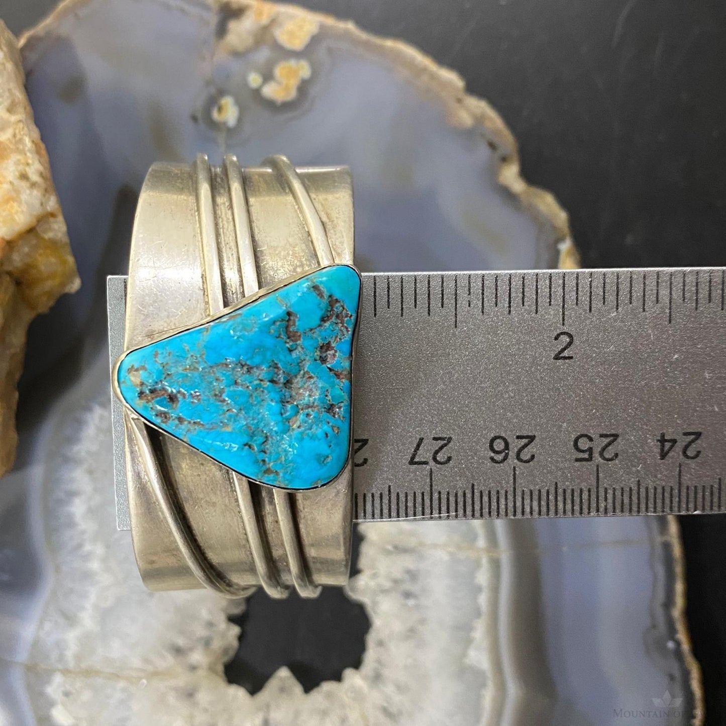 Native American Silver Chunky Turquoise Bracelet For Women