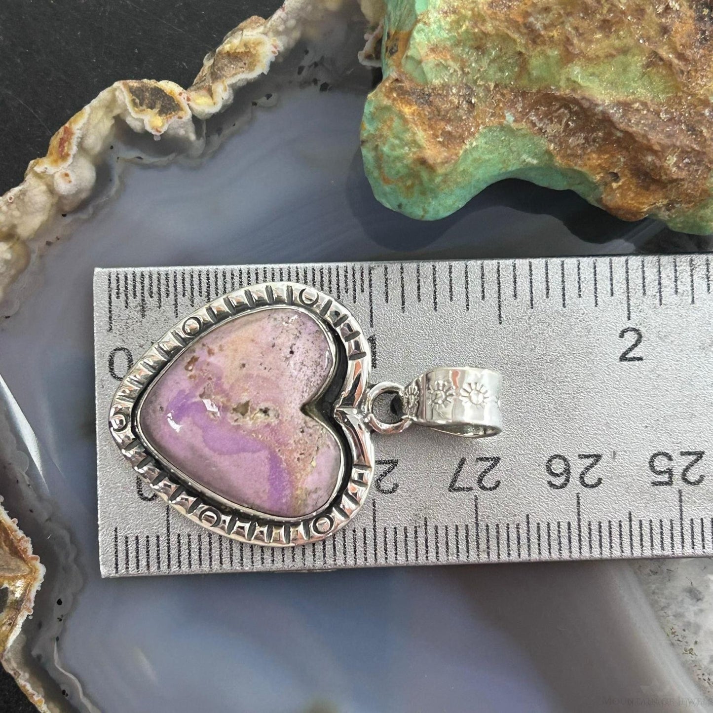 Sterling Silver Southwestern Style Phosphosiderite Heart Pendant For Women