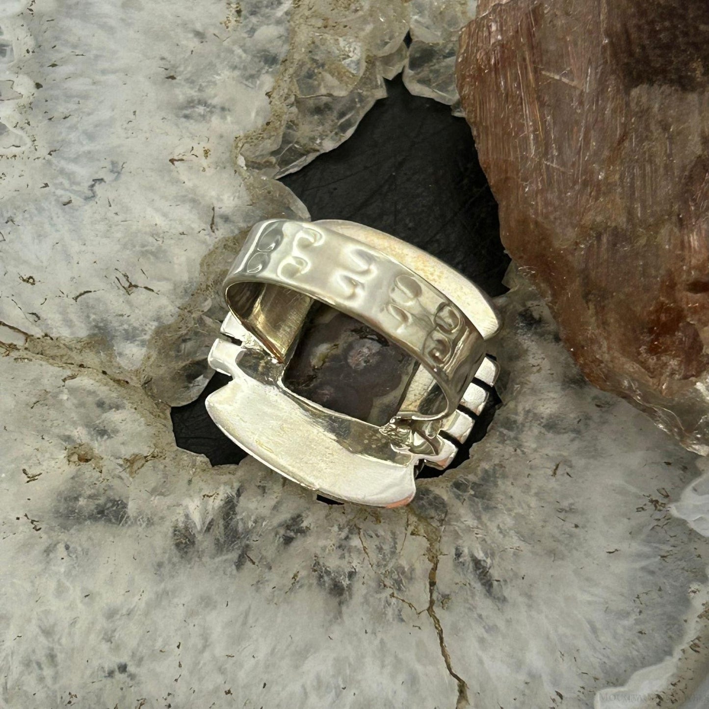 Sterling Silver Southwestern Style Square Asteroid Jasper Ring Size 8.25 For Women