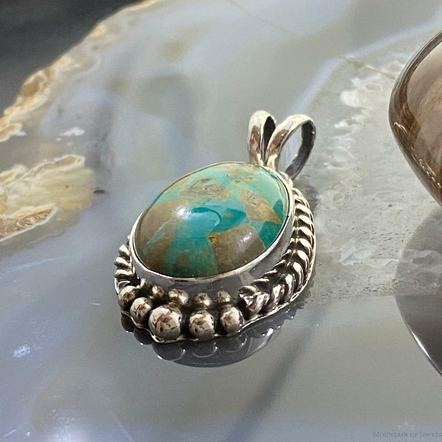 Monica Silversmith Native American Sterling Silver Turquoise Unisex Pendant