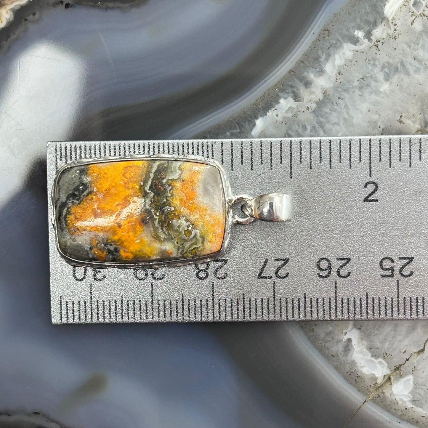 Sterling Silver Southwestern Style Rectangle Yellow Jasper Pendant For Women