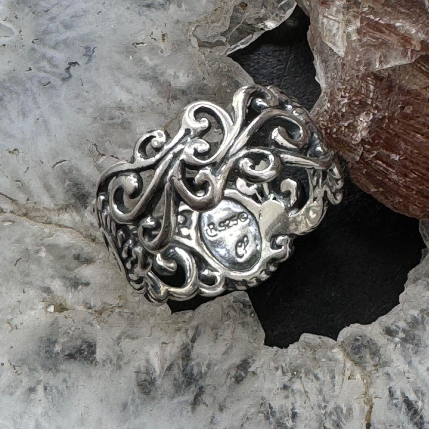 Carolyn Pollack Sterling Silver Oval Moonstone Decorated Ring For Women w/Size Variety