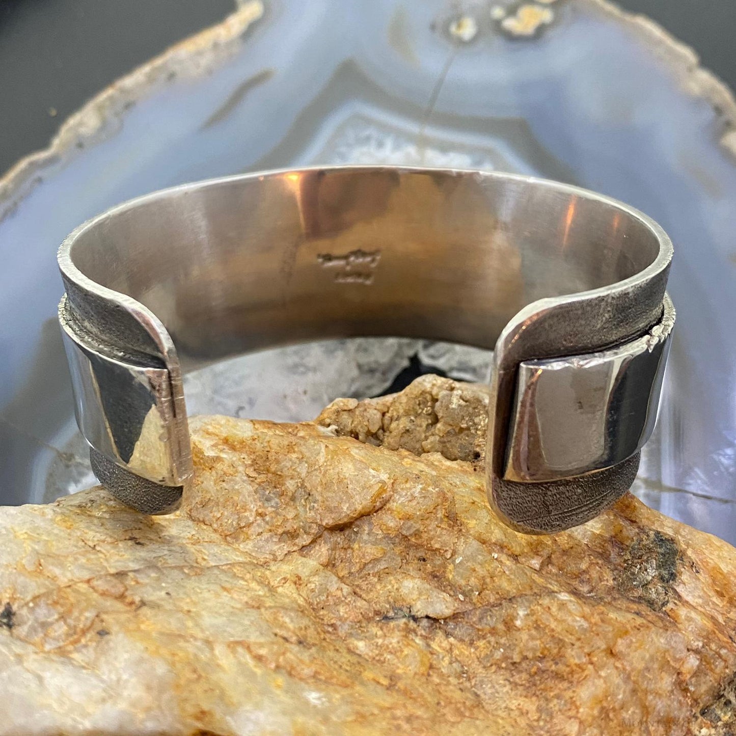 Tawney Cruz-Willie Native American Sterling Overlay Round Turquoise Bracelet