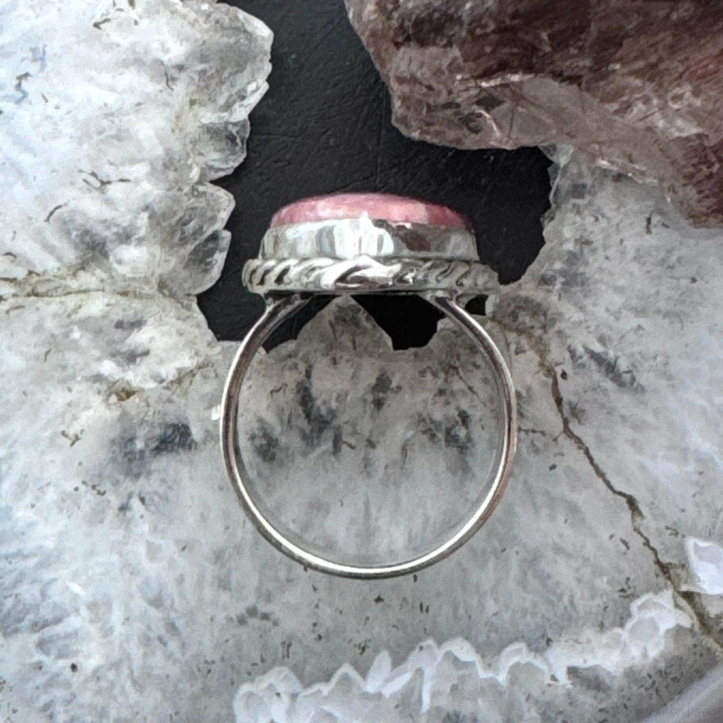 Sterling Silver Southwestern Style Teardrop Rhodochrosite Ring Size 7 For Women