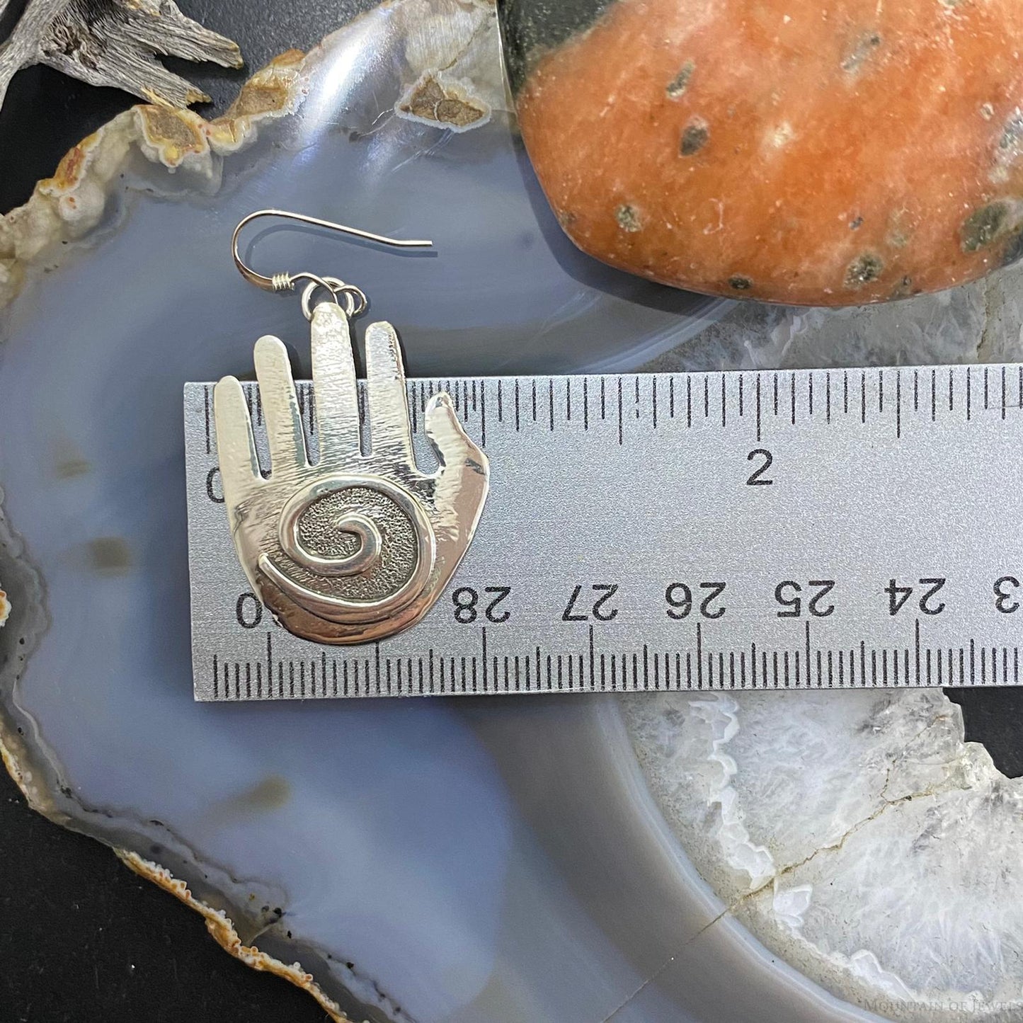 Brad Panteah Native American Sterling Silver Hand Dangle Earrings For Women