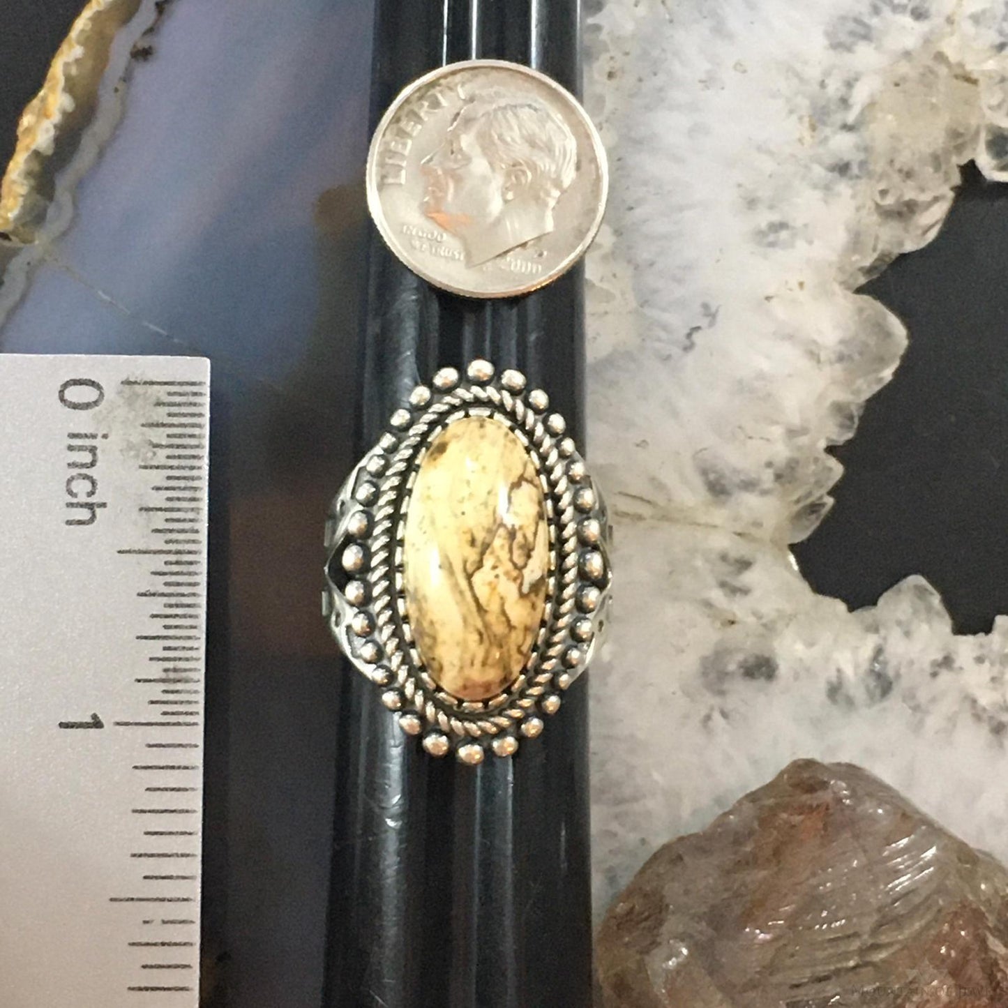 Carolyn Pollack Vintage Sterling Silver Oval Picture Jasper Decorated Ring For Women For Women