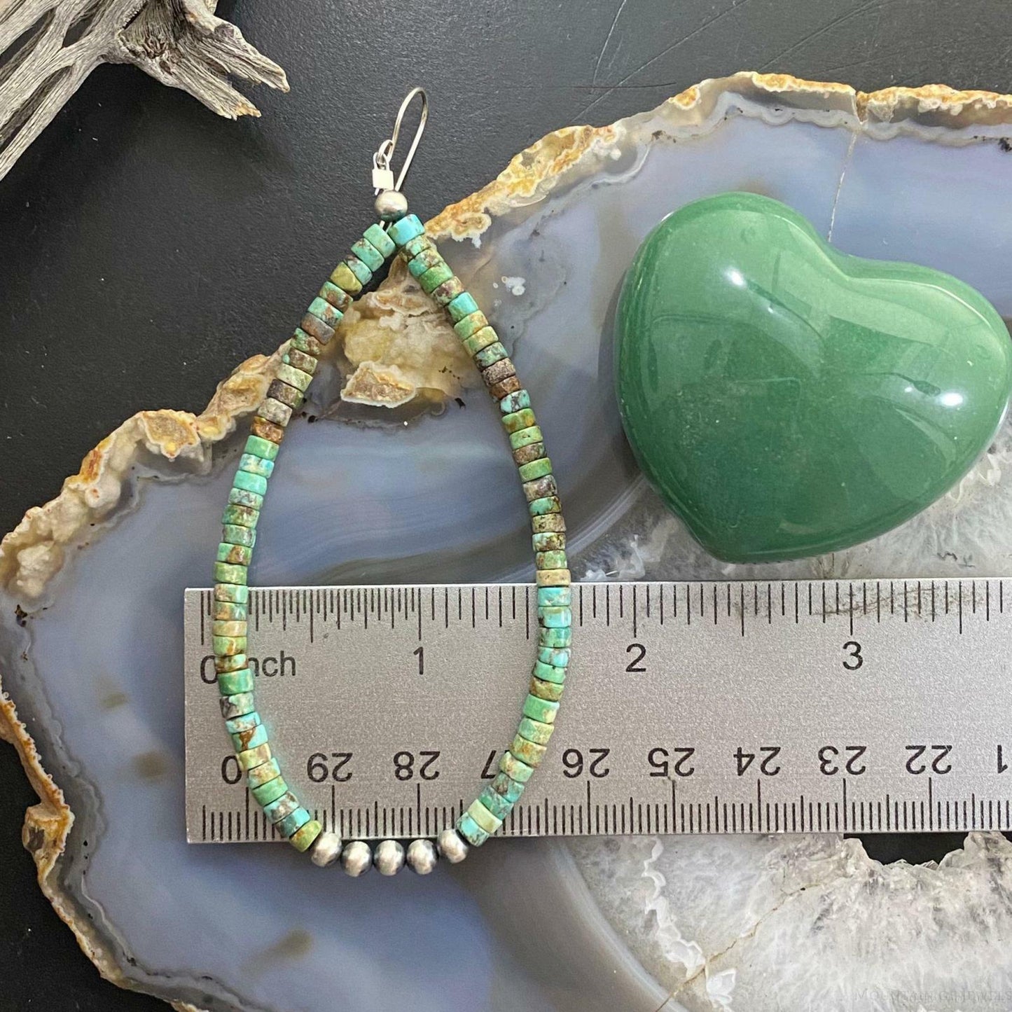 Sterling Silver Turquoise Beads & Navajo Pearl Beads 4 mm Hoop Dangle Earrings