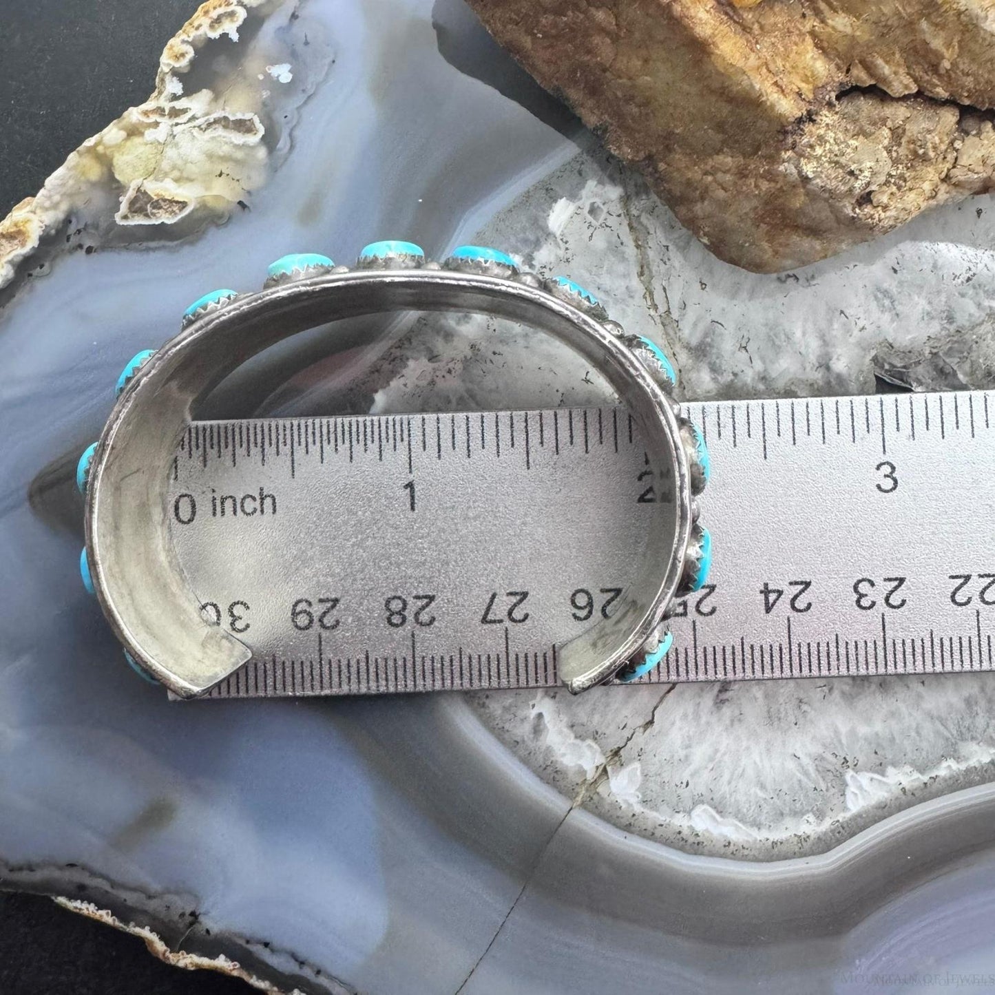 Tim Yazzie Vintage Native American Sterling Silver Turquoise Row Bracelet For Women