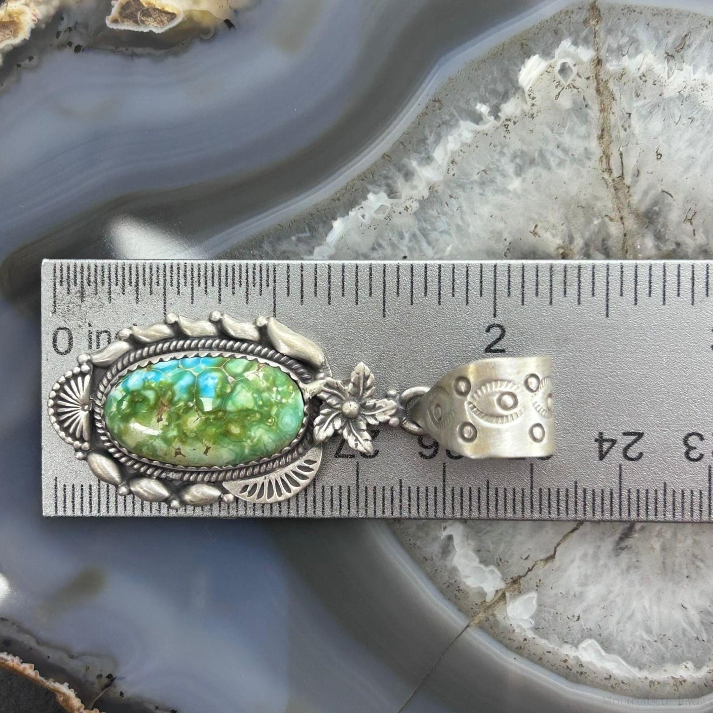 Sterling Silver Southwestern Style Sonora Gold Turquoise Decorated Pendant For Women