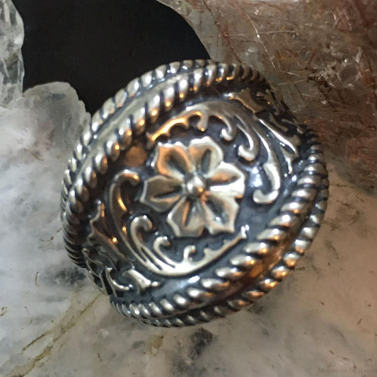 Carolyn Pollack Southwestern Style Sterling Silver Wide Decorated Ring For Women
