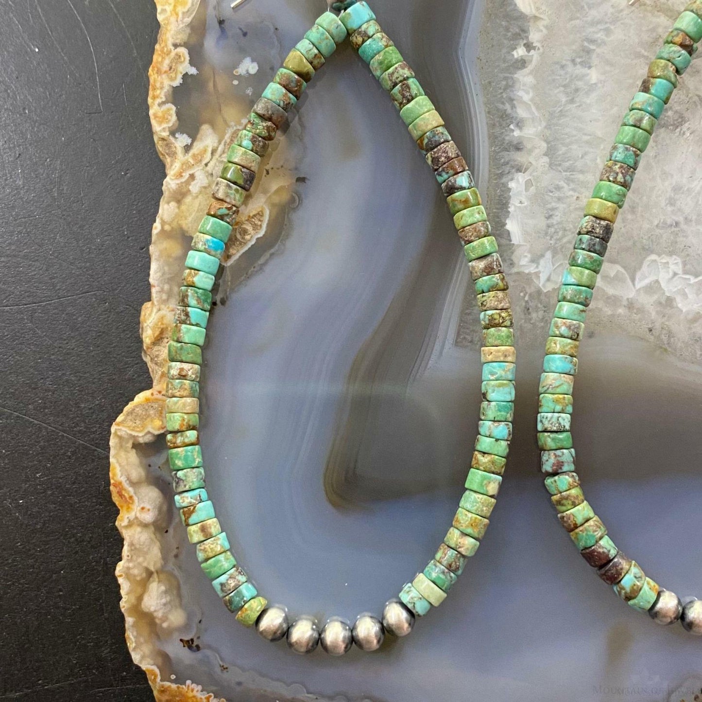 Sterling Silver Turquoise Beads & Navajo Pearl Beads 4 mm Hoop Dangle Earrings