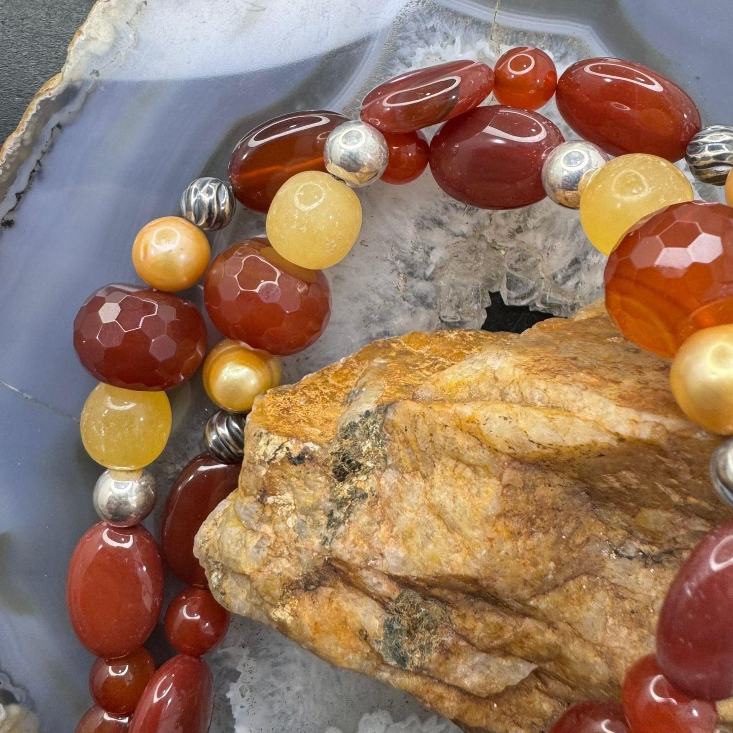 Carolyn Pollack Sterling Silver Adjustable Multi Gemstone Beaded Necklace For Women