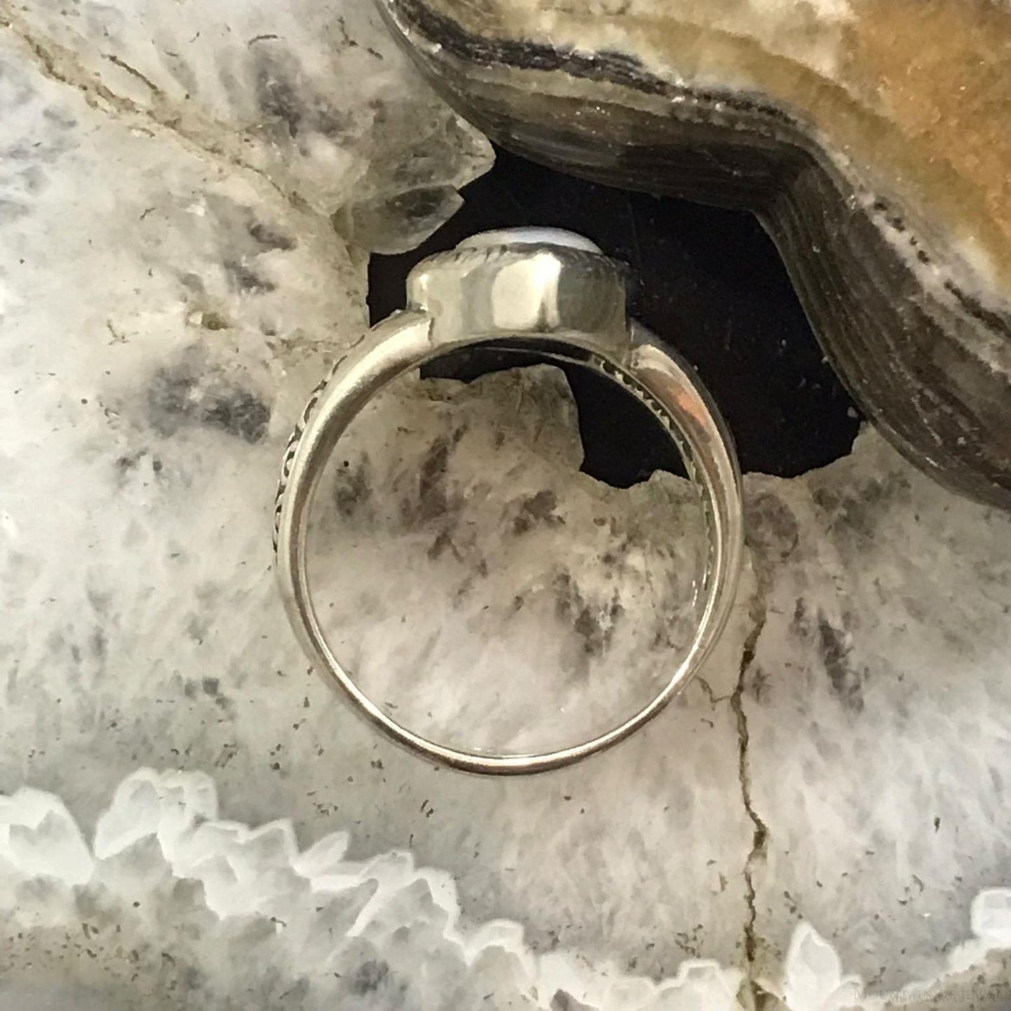 Carolyn Pollack Sterling Silver Marquise Moonstone Decorated Ring Size 8.25 For Women