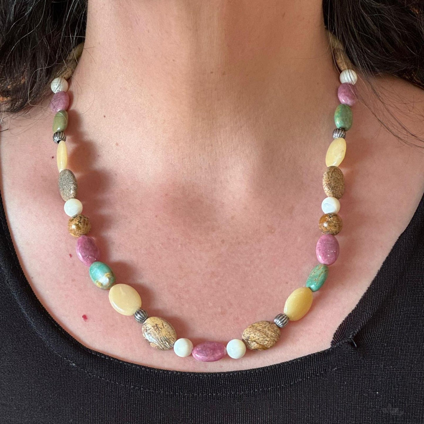 Carolyn Pollack Sterling Silver Multi Pastel Gemstone Beaded Necklace For Women
