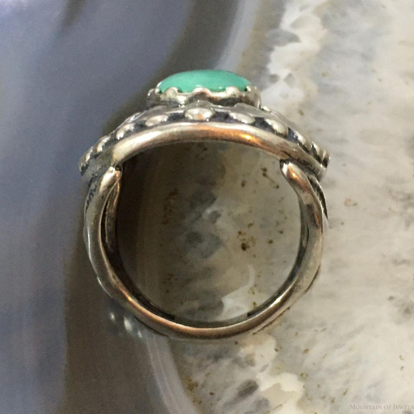 Carolyn Pollack Vintage Southwestern Style Sterling Oval Green Turquoise Decorated Ring For Women