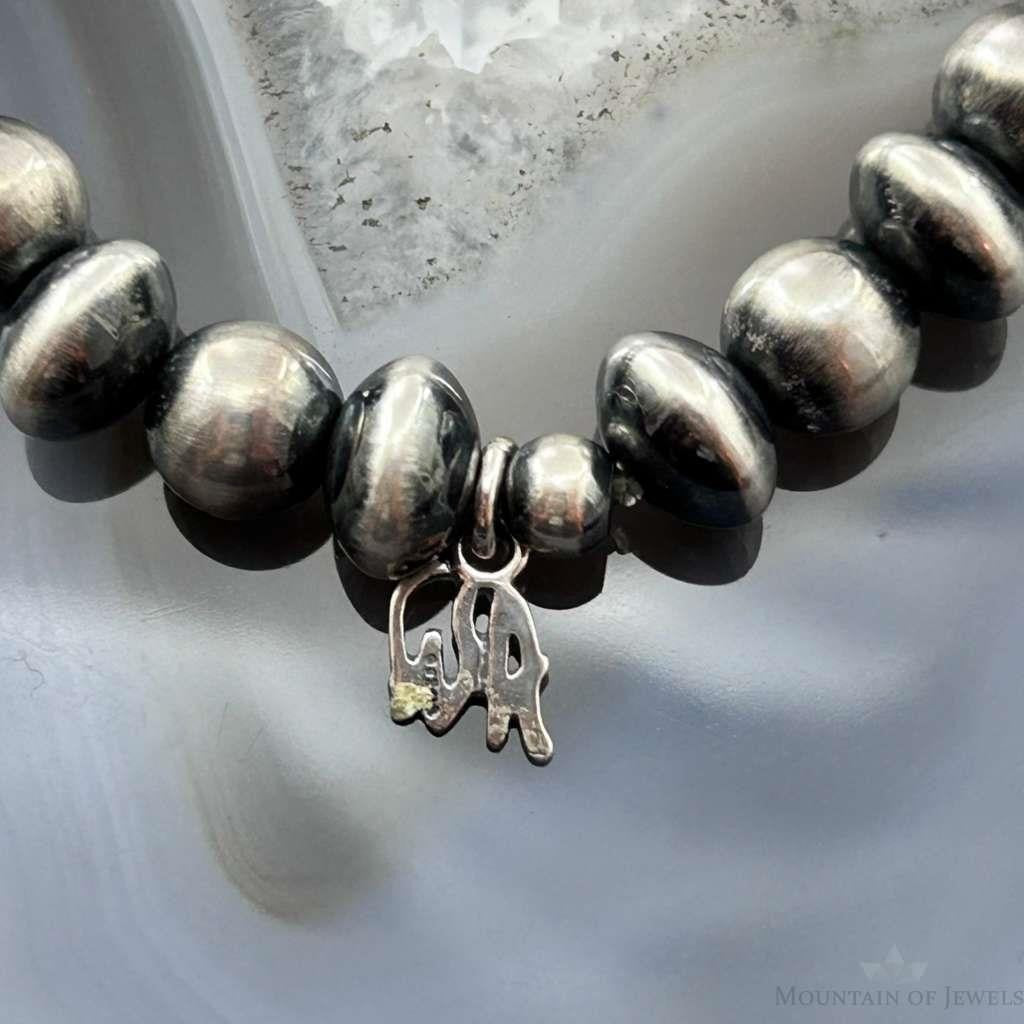 Carolyn Pollack Sterling Silver Navajo Pearl Style Beads Stretch Bracelet For Women