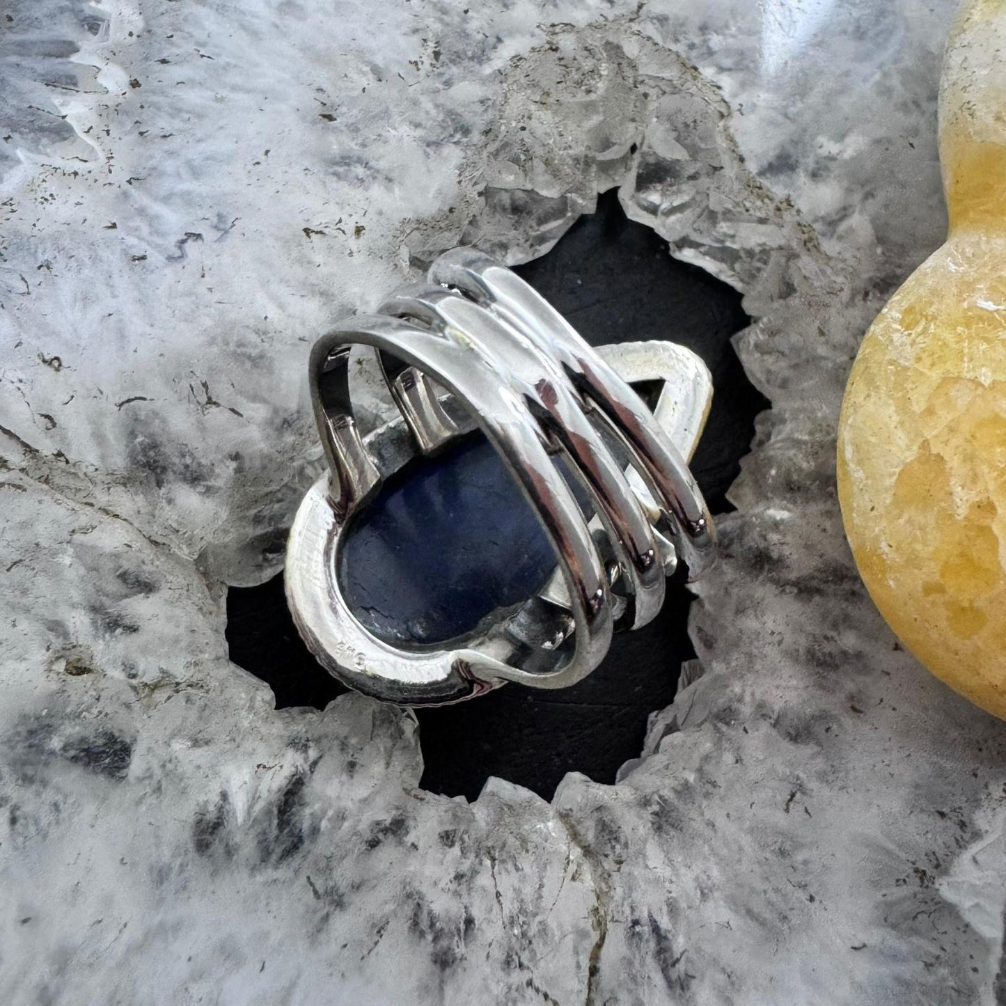 Sterling Silver Southwestern Style Teardrop Labradorite Ring Size 7 For Women