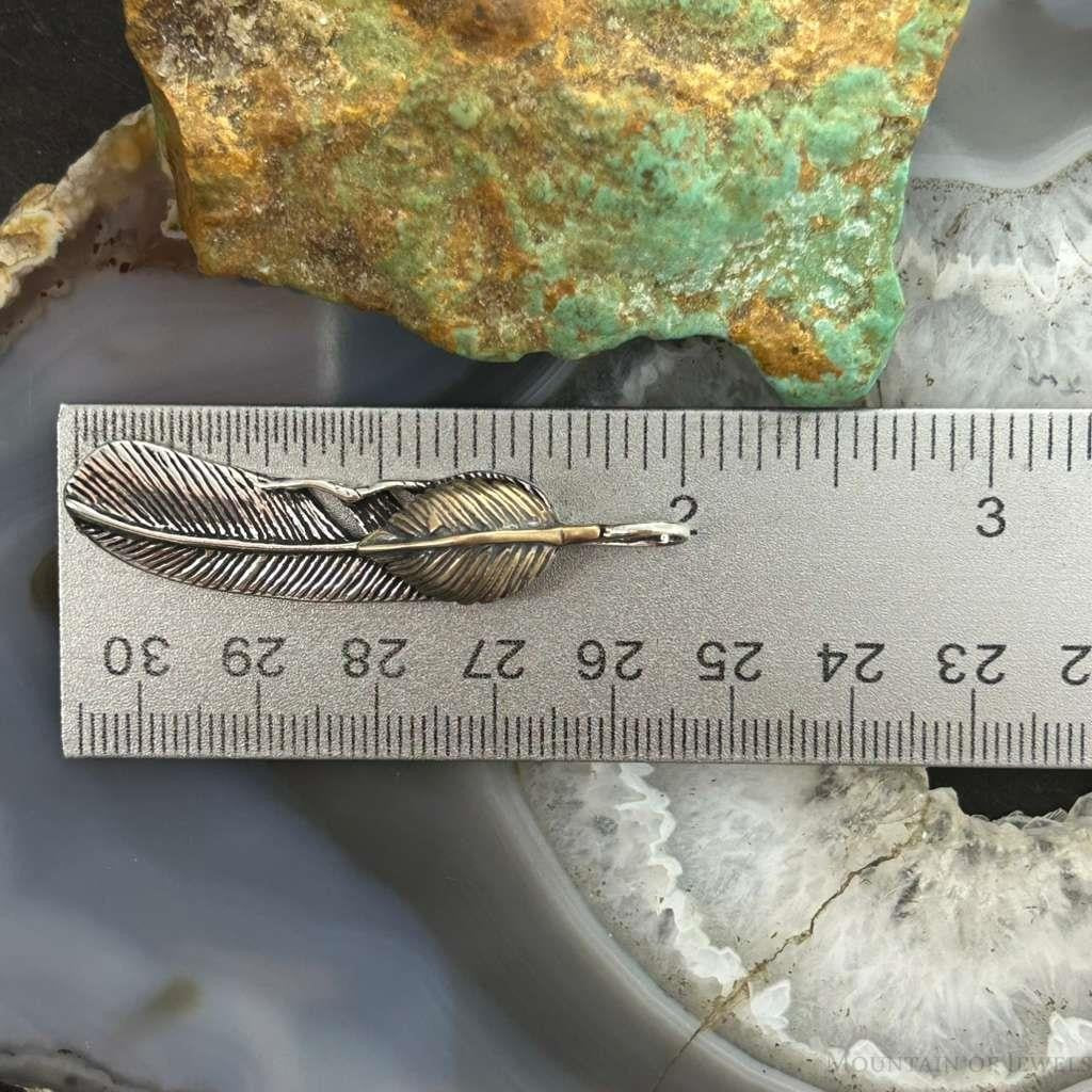 Sterling Silver Southwestern Style Feather & Leaf Unisex Pendant