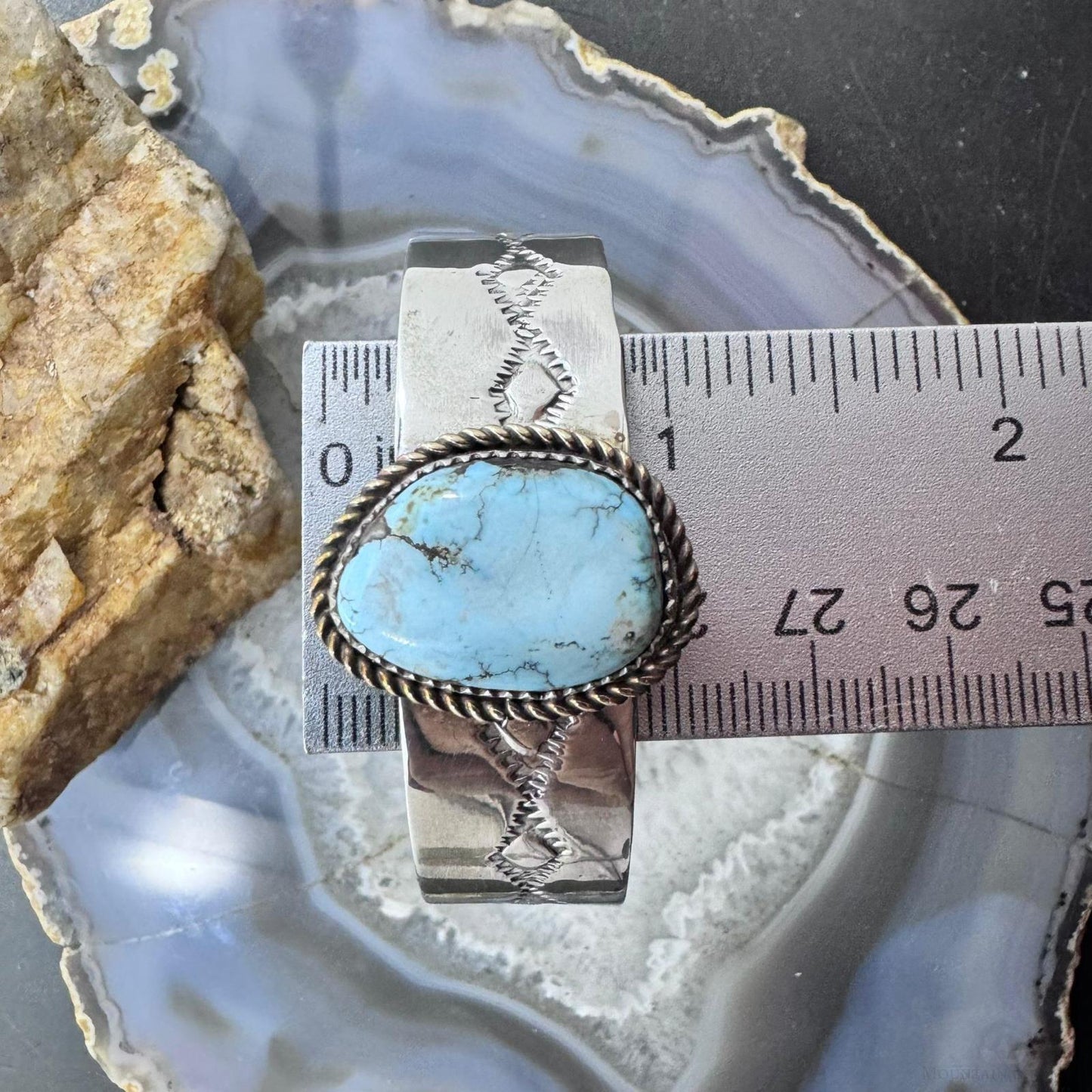 Anthony Lujan Taos Pueblo Vintage Sterling Natural Turquoise Bracelet For Women