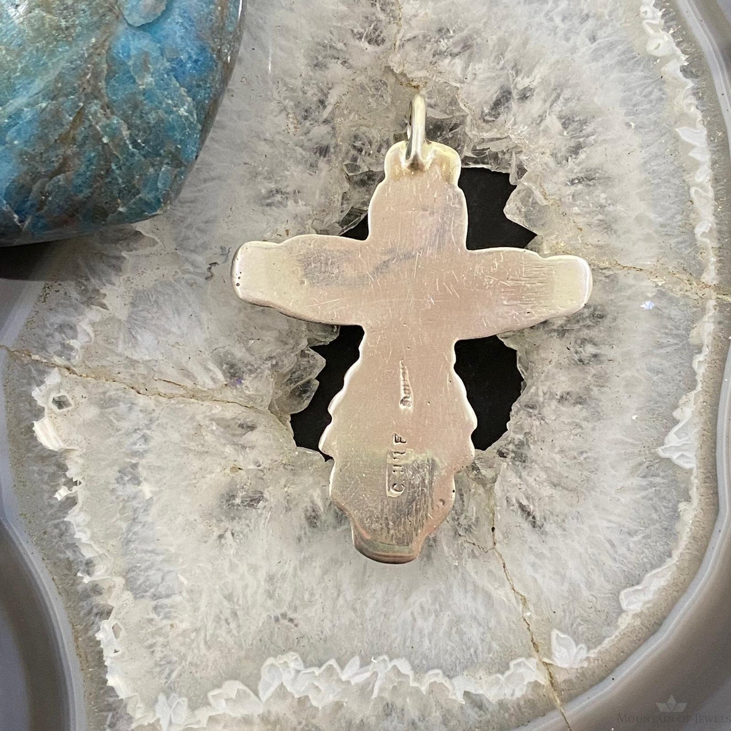 Cecilia Iule Native American Turquoise Sterling Silver Unisex Cross Pendant