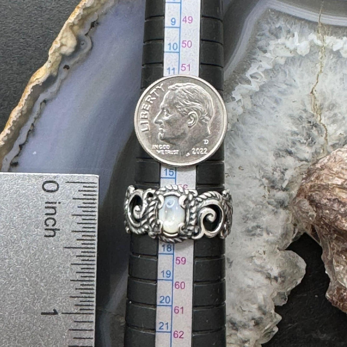 Carolyn Pollack Sterling Silver Oval Moonstone Decorated Ring For Women w/Size Variety
