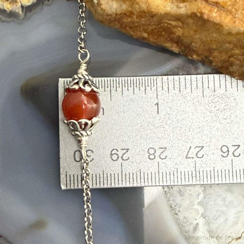 Carolyn Pollack Sterling Silver Chain Link w/Carnelian Beads 31" Necklace For Women