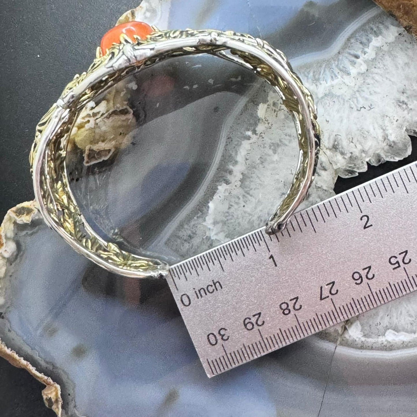 Carolyn Pollack Sterling Silver & Brass Oval Carnelian Decorated Bracelet For Women