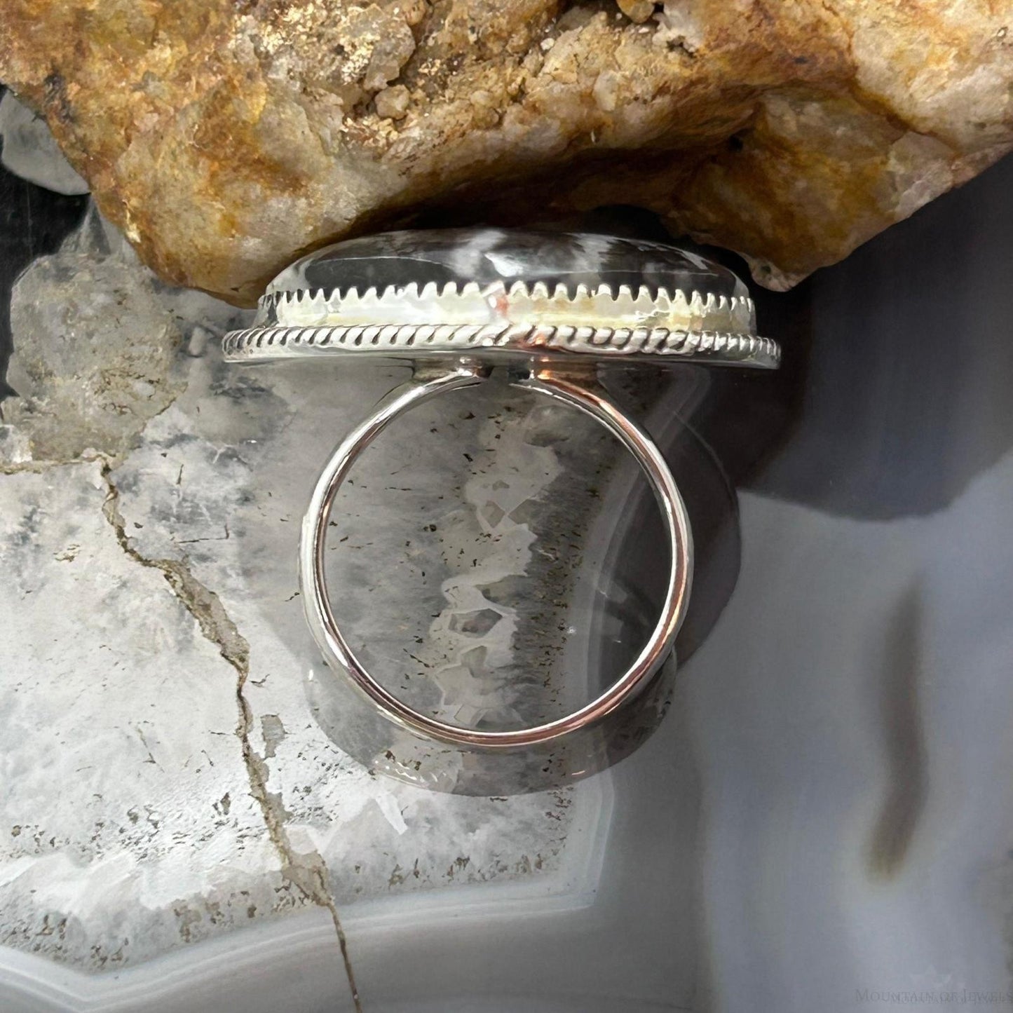 Sterling Silver Southwestern Style White Buffalo Heart Shape Ring Size 7 For Women