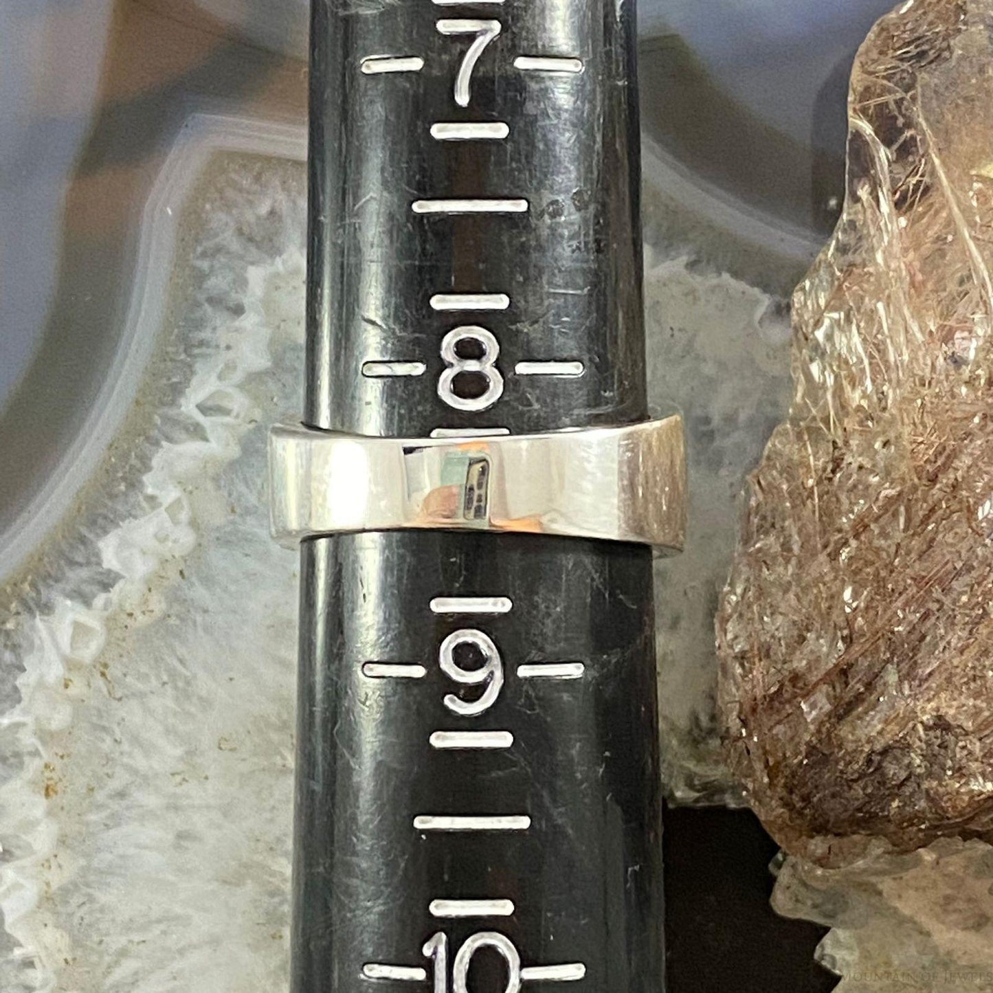 Native American Sterling Silver Blue Ridge Turquoise Graduated Band Ring Sz 8.5