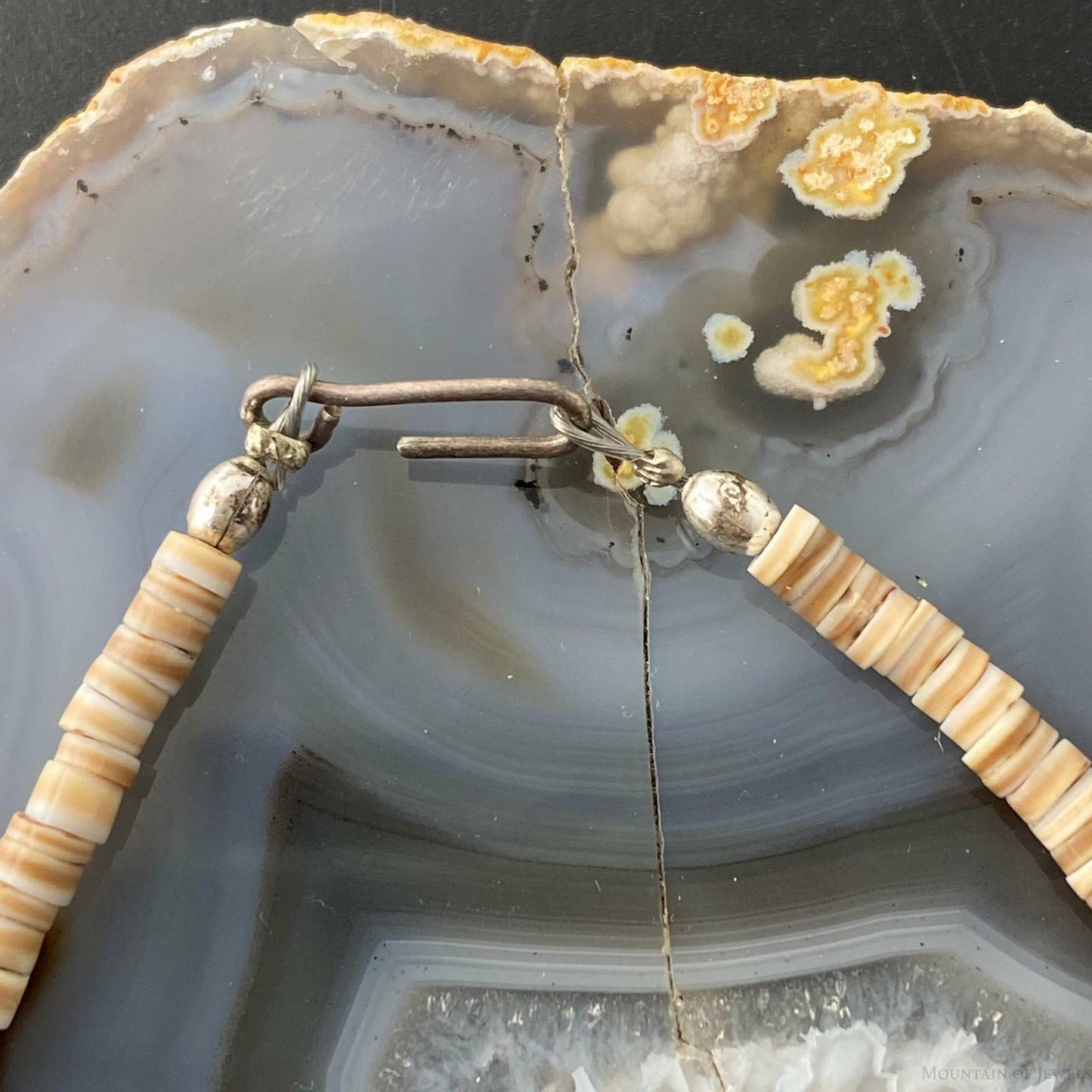 Vintage Native American Heishi Sea Shell Disk and Chunky Turquoise Necklace