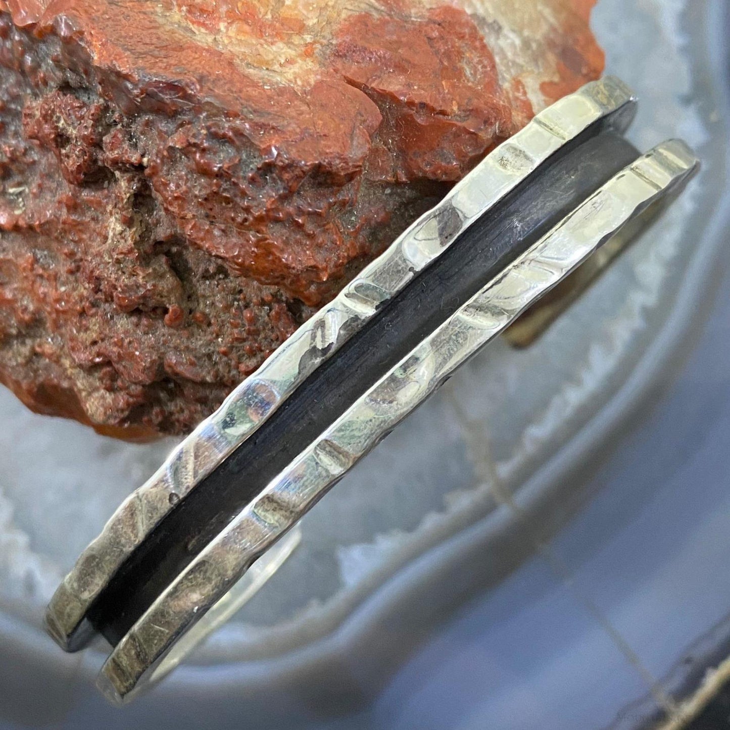 Christine Wolf Native American Style Sterling Silver Heavy Gauge & Solid Bracelet