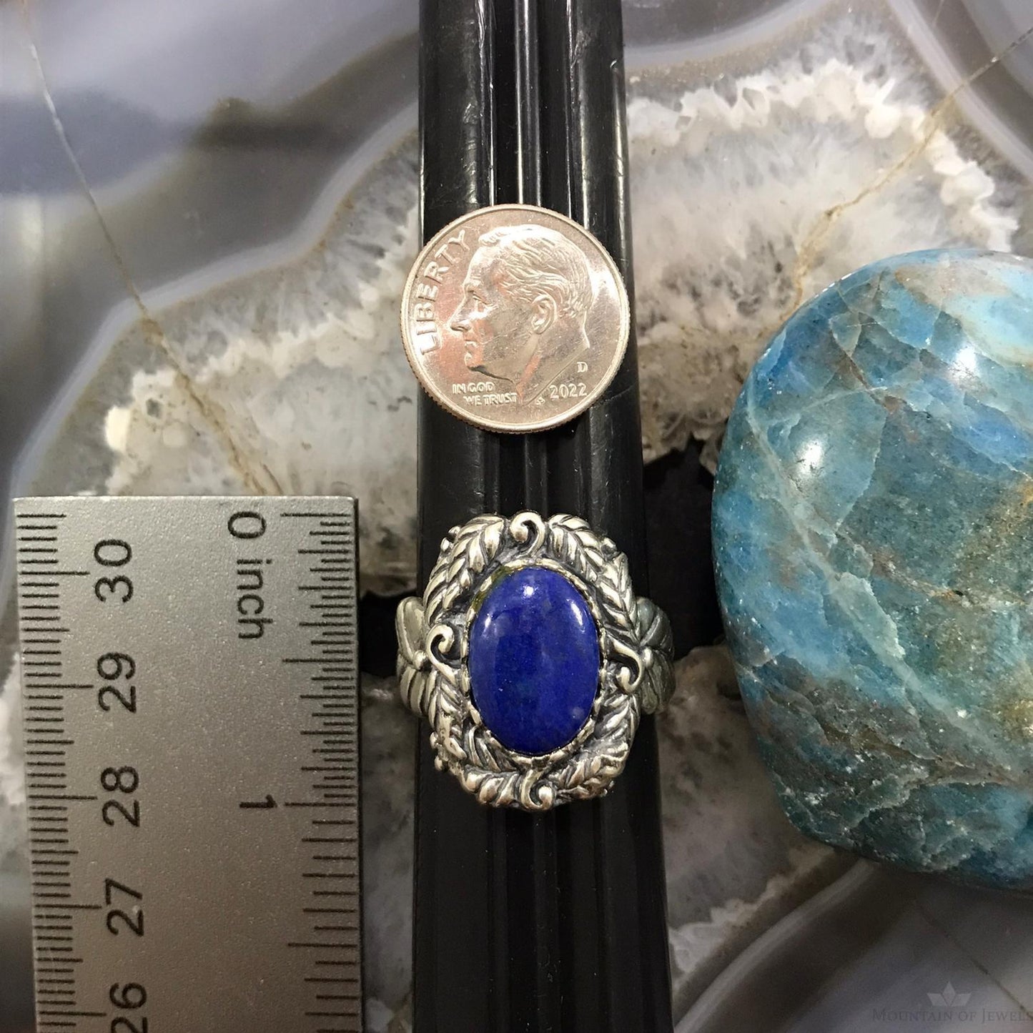 Carolyn Pollack Sterling Silver Oval Lapis Decorated Ring For Women