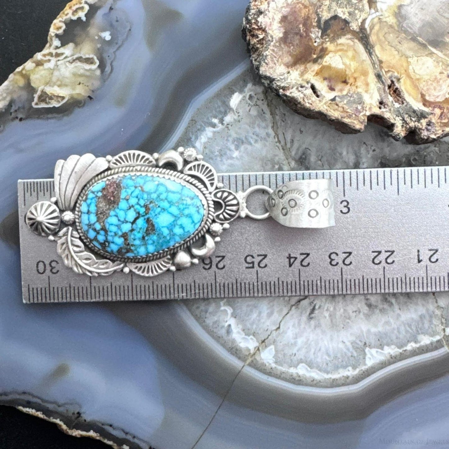 Sterling Silver Southwestern Style Large Egg-shape Kingman Turquoise Pendant For Women